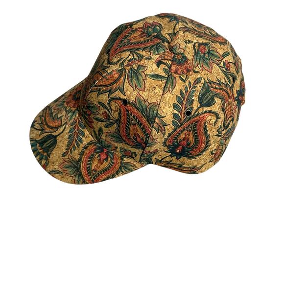 Vintage Paisley Floral Cap Unisex Adjustable Brown Cork Botanical Earthy Retro - Picture 2 of 6